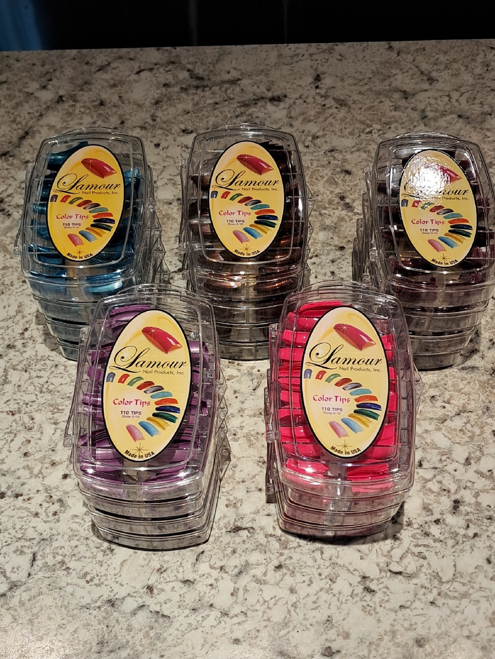 20 New Packs Of Lamour Color Tips Nail Tips - Assorted Colors- 110 Tips Per Pack